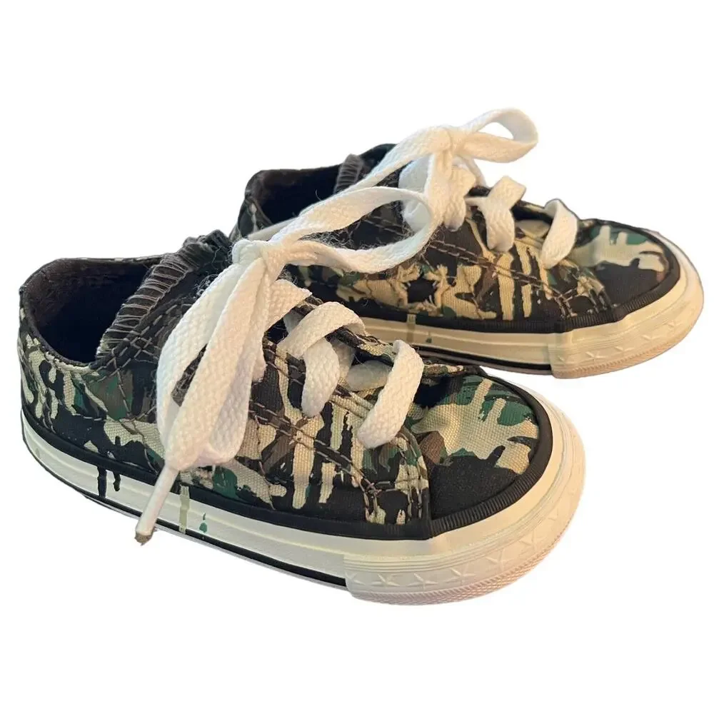 Converse Camouflage Paint Drip Shoes Toddler Size 5 EUC